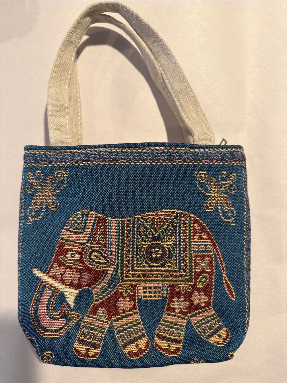 Vibrant Thai Elephant Tapestry Tote Bag - Small